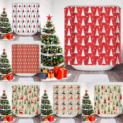 YOUMIKA  -  Shower Curtain Christmas Trees Elk Snowflakes Curtain for Bathroom Party Home Decor Waterproof Polyester Fabric 180x180cm