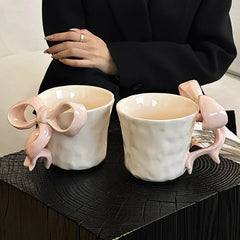 YOUMIKA  -  Cute Coffee Cup 3D Bow Ceramic Cup Drinking Cup Milk Mug