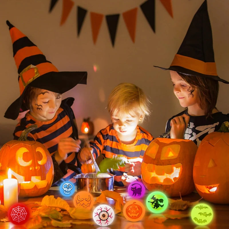 YOUMIKA  -  10-30Pcs Halloween Luminous Bouncy Ball Pumpkin Witch Rubber Ball Toys for Kids Birthday Party Favos Halloween Party Decoration