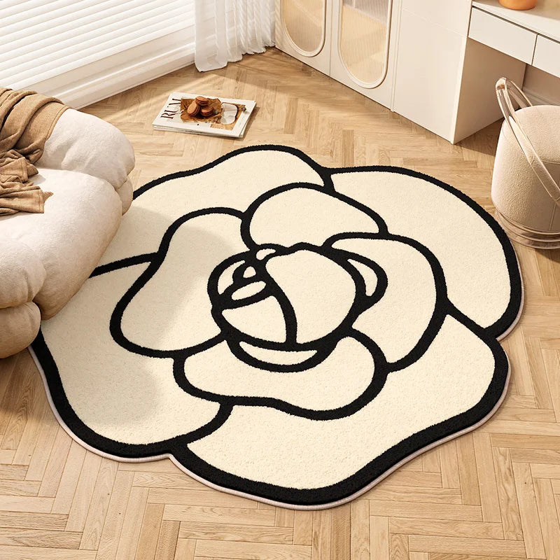 YOUMIKA  -  Cream Style Living Room Decoration Carpet Flower Shape Rugs for Bedroom Thicken Plush Cloakroom Rug Fluffy Soft Lounge Floor Mat