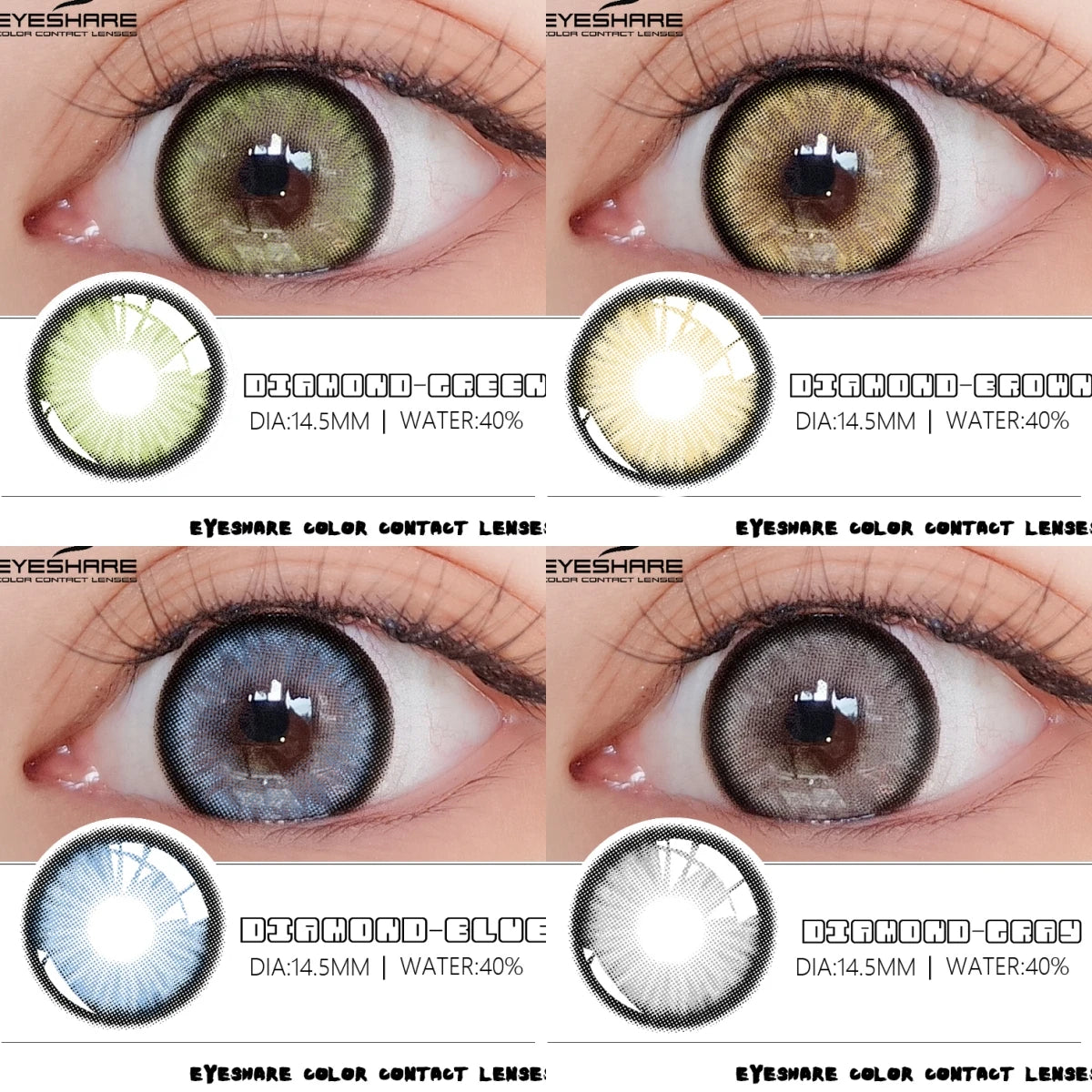 YOUMIKA  -  Natural Colored Contacts Lenses 2pcs Blue Color Contact Lenses For Eye Yearly Beauty Pupils Green Color Contacts Lenses