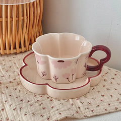 YOUMIKA  -  Korean Style Light Luxury High-end Coffee Cups Plates Girls' Gifts Afternoon Tea Latte Art Milk Cups