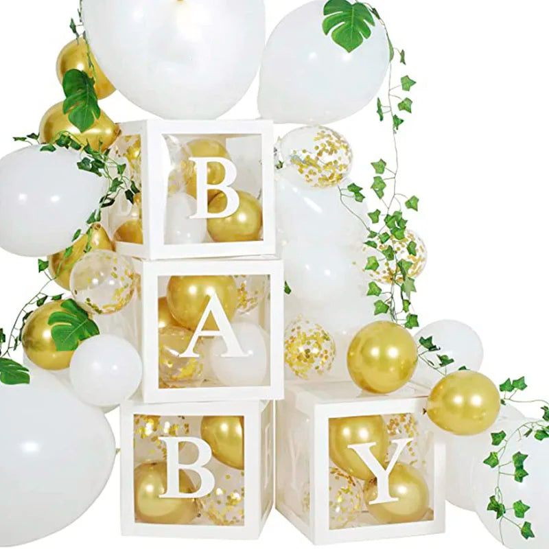 YOUMIKA  -  Baby Shower Balloon Boxes Gold Balloons Palm Leaves Ivy Garland Party Decorations for Oh Baby Shower Party Decorations Boy Girls