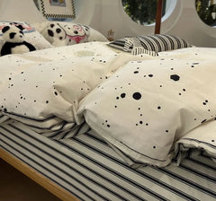 YOUMIKA  -  Cute towel embroidery dalmatian stripes bed set,twin full queen spotted dog cotton home textile bed sheet pillowcase quilt cover