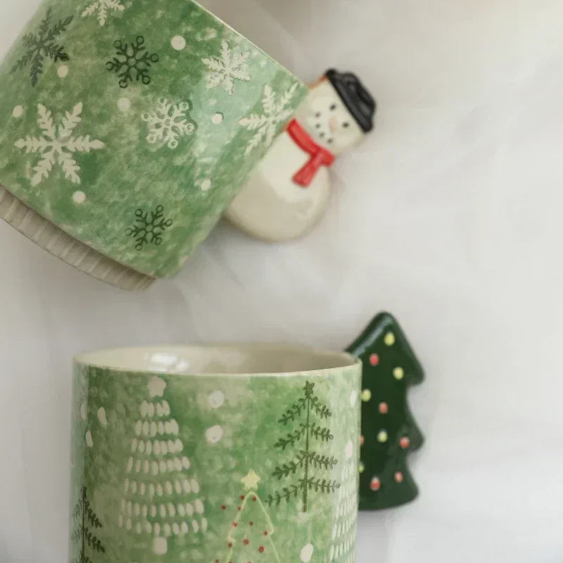 YOUMIKA  -  Christmas Hand-painted Gingerbread Man Ceramic Mug  Coffee Mug Mugs Coffee Cups