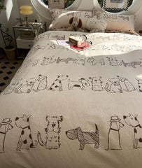 YOUMIKA  -  Cute cartoon dog bedding set single double kid,twin full queen king kawaii cotton home textile bed sheet pillow case quilt cover