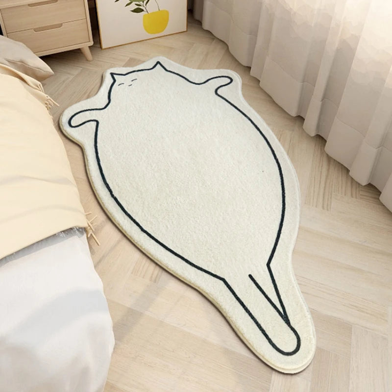 YOUMIKA  -  Living Room Carpet Large Area Special-shaped Cute Kitten Printed Plush Bedside Rug IG Home Decoration Fluffy Bedroom Mat