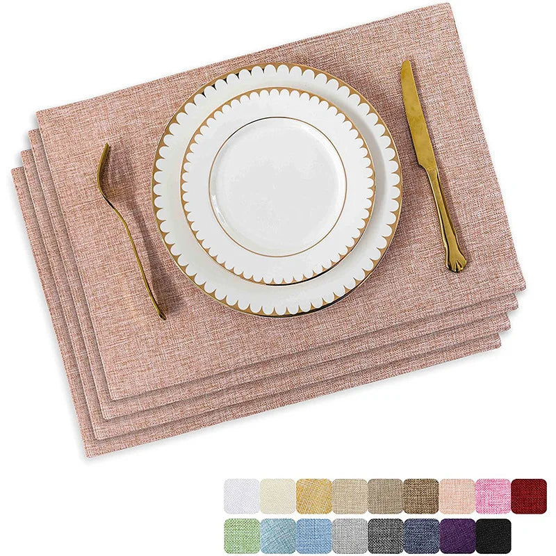 YOUMIKA  -  Machine Washable Placemats Set for Dining Tables, Napkin, Smooth, Flat Design, Table Mats, Cloth, Place Mats, 19x13 Inch