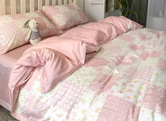 YOUMIKA  -  Romantic sweet pastoral flower pink bedding set,full queen King french floral home textile bed sheet pillow case duvet cover