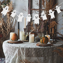 YOUMIKA  -  Halloween Hanging Banner Garland Cute Ghost Paper Bunting Kids Favors Happy Halloween Party Decorations For Home Horror Props