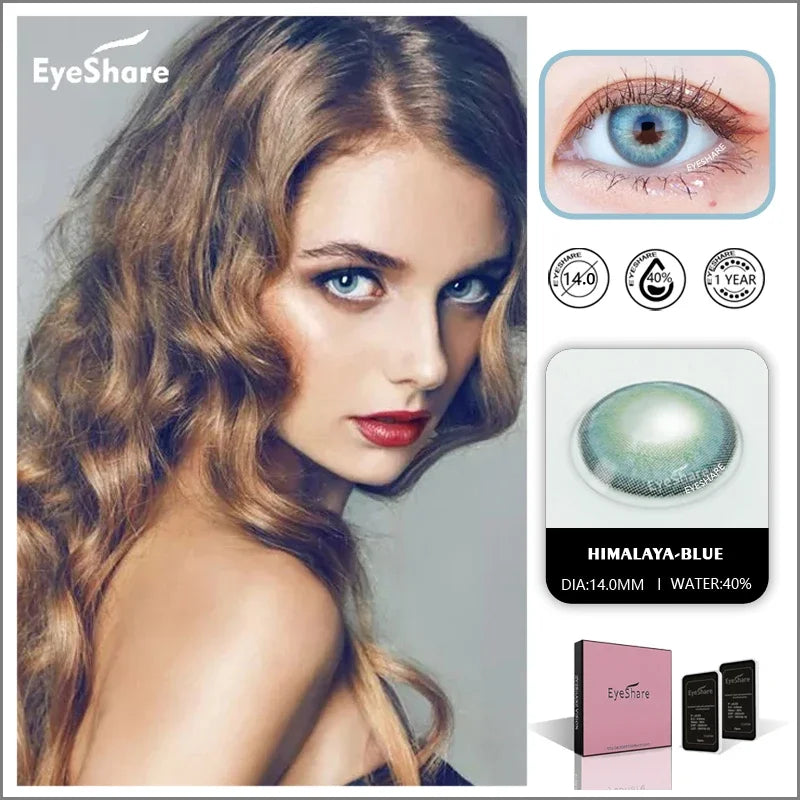 YOUMIKA  -  Color Lens Eyes 2pcs Natural Color Contact Lenses For Eyes Yearly Beauty Contact Lenses Eye Cosmetic blue Color Lens