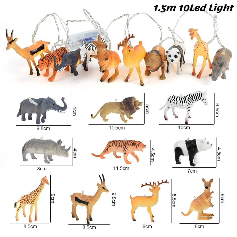 YOUMIKA  -  1.5M 10LED Safari Animal String Light Kids Jungle Dinosaur Birthday Party Decoration Christmas Fairy Light Garland New Year Gift