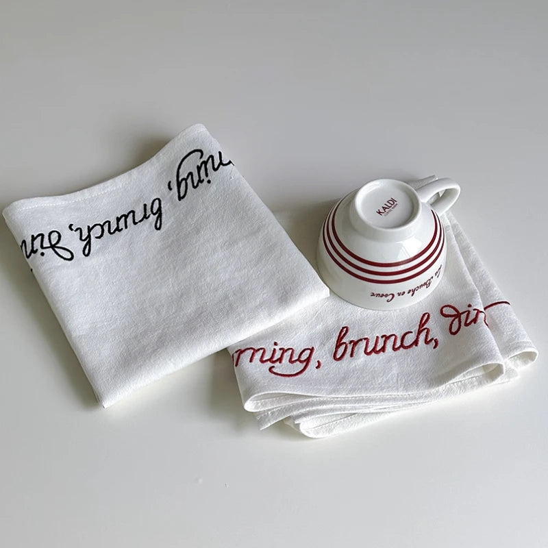 YOUMIKA  -  English Embroidered Napkins White Tablecloth, Background Cloth Dust Cover Cloth for Shooting