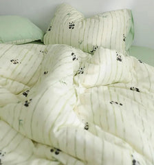 YOUMIKA  -Cute Cartoon Green Panda Bamboo Bedding Set 1.2 1.5 1.8 2.0,twin Full Queen King Home Textile Bed Sheet Pillowcase Quilt Cover