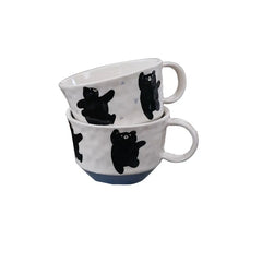 YOUMIKA  -  Original Vintage Cute Little Black Bear Coffee Cup Household Japanese Water Cup Ceramic Cup