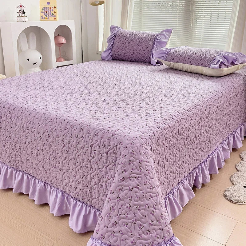 YOUMIKA  -  Quilted Bedspread Ruffles Bed Linen Thickened Bedsheets Printed Bed Cover Home Bedding покрывало (Pillowcase Need Order)