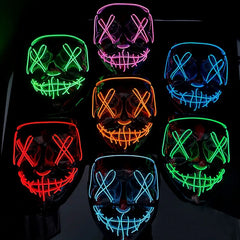 YOUMIKA  -  LED Neon Light Masks Luminous Glasses Halloween Party Scary Horror Props Decoration Cosplay Costume Supplies Glow in The Dark