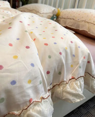 YOUMIKA  -  Fashion colorful polka dot bedding set single double,twin full queen cute cotton home textile bed sheet pillow case quilt cover