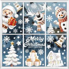 YOUMIKA  -  9pcs/set Christmas Window Stickers Santa Claus Xmas Tree Snowflake Glass Decal 2024 Navidad Home Decoration 2025 New Year Gifts