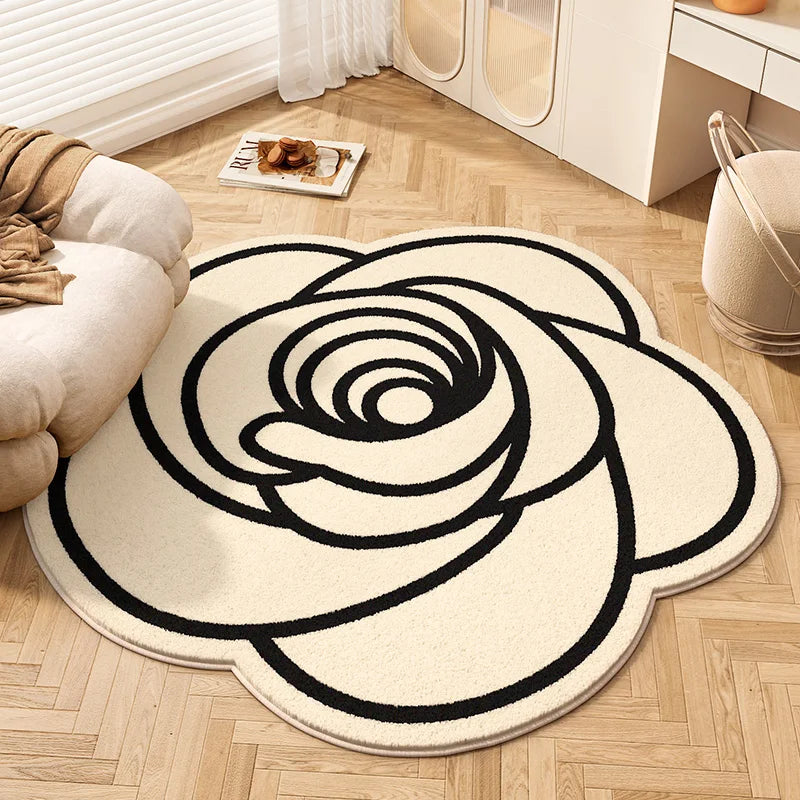 YOUMIKA  -  Cream Style Living Room Decoration Carpet Flower Shape Rugs for Bedroom Thicken Plush Cloakroom Rug Fluffy Soft Lounge Floor Mat