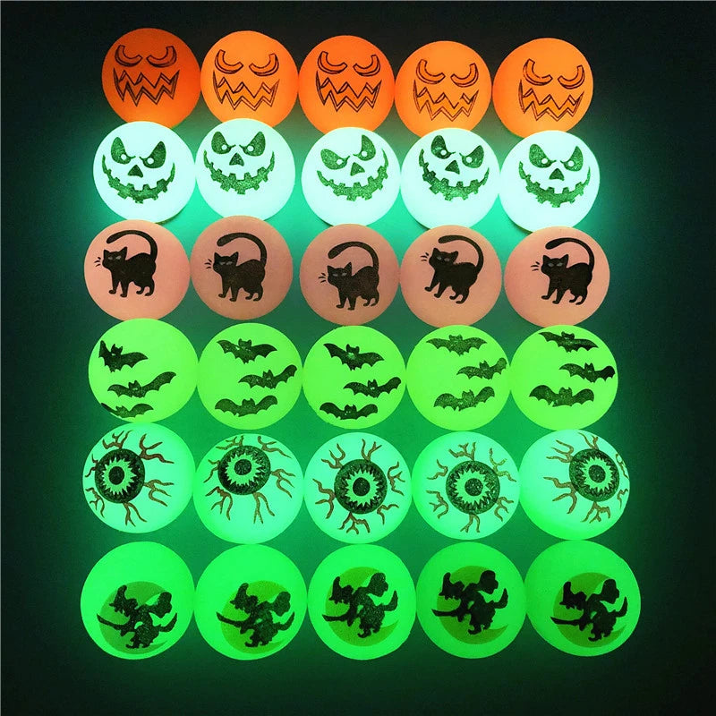 YOUMIKA  -  10-30Pcs Halloween Luminous Bouncy Ball Pumpkin Witch Rubber Ball Toys for Kids Birthday Party Favos Halloween Party Decoration