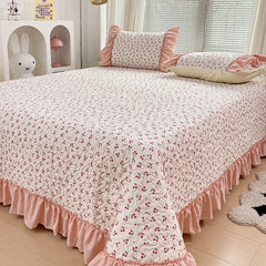 YOUMIKA  -  Quilted Bedspread Ruffles Bed Linen Thickened Bedsheets Printed Bed Cover Home Bedding покрывало (Pillowcase Need Order)