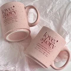 YOUMIKA  -  Original Romantic English Splash Ink Ceramic Cup Pink Love Story Lovers Mug Coffee Cups Ceramic Mug