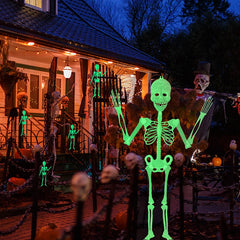 YOUMIKA  -  Scary Halloween Props Luminous Hanging Skeleton Halloween Party Home Outdoor Yard Garden Decoration Movable Glow Fake Skull