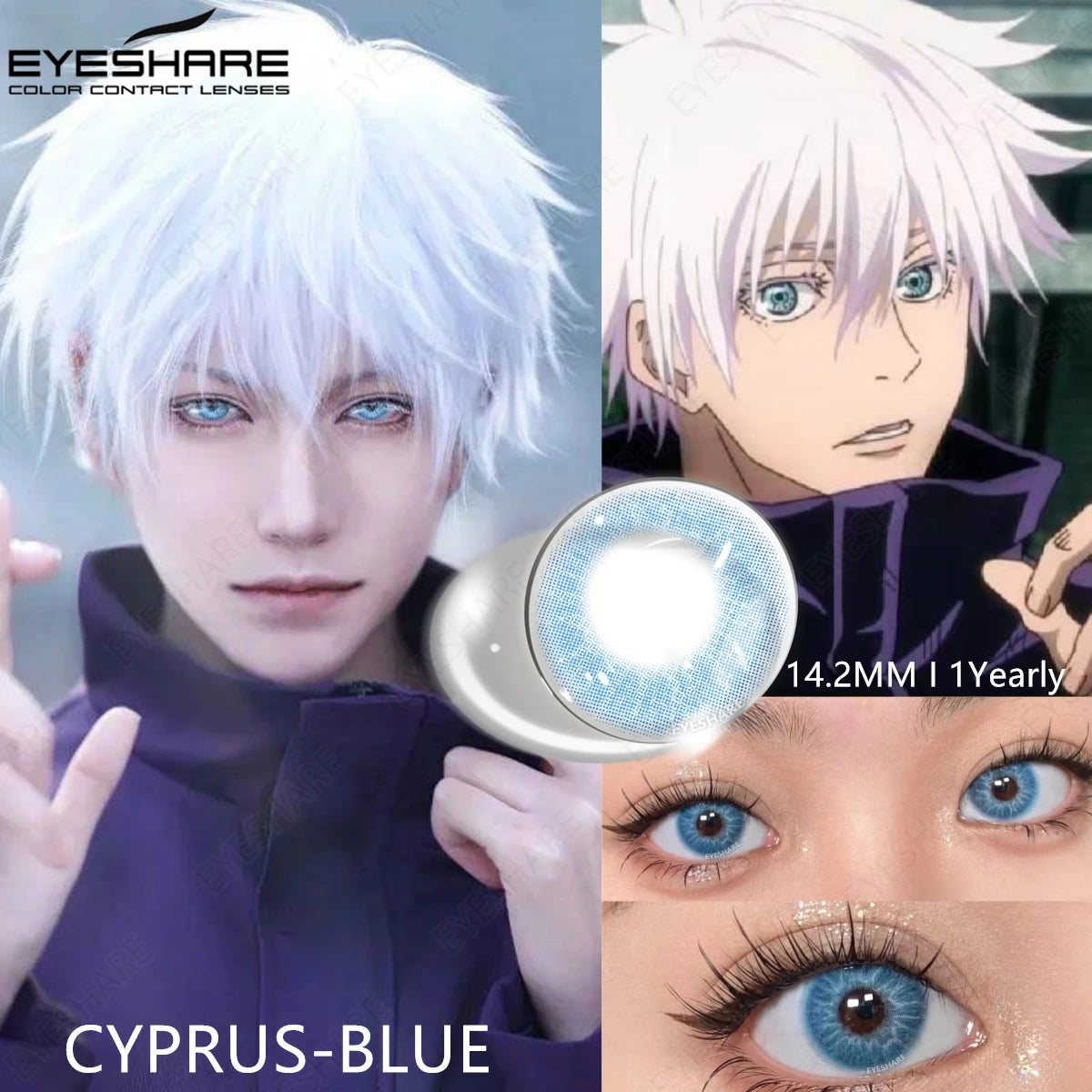 YOUMIKA  -   2pcs Color Contact Lenses for Eyes Purple Contacts Lenses Yearly Blue Lens Cosplay Coloured Anime Lens Hoshino Ai Pupil