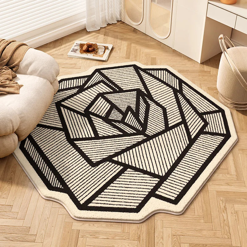 YOUMIKA  -  Cream Style Living Room Decoration Carpet Flower Shape Rugs for Bedroom Thicken Plush Cloakroom Rug Fluffy Soft Lounge Floor Mat