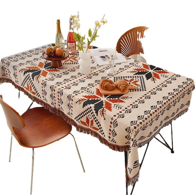 YOUMIKA  -  Bohemian Ethnic Style Rectangle Tablecloths Kitchen Table Decor Reusable Tablecloth Holiday Party Decorations