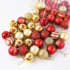 YOUMIKA  -  50Pcs/box Christmas Tree Balls Ornament Red Gold Hanging Bauble Pendant 2024 Christmas Decoration for Home 2025 New Year Gifts