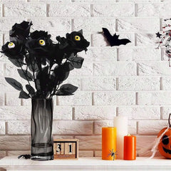 YOUMIKA  -  1/5pcs Halloween Artificial Black Rose With Eyeball Fake Flower Bouquet Halloween Party Horror Props Home Decoration DIY Craft