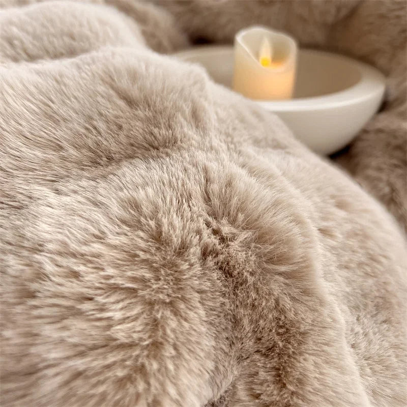 YOUMIKA  - Faux fur Bed linen super soft bed cover full set Bubble Fleece Duvet cover bed sheets set double bed Bedding set winter blanket