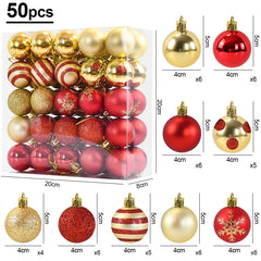 YOUMIKA  -  50Pcs/box Christmas Tree Balls Ornament Red Gold Hanging Bauble Pendant 2024 Christmas Decoration for Home 2025 New Year Gifts