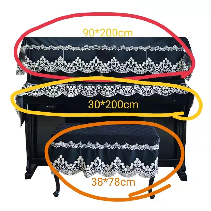 YOUMIKA  -  American light luxury piano cover dustproof piano stool cover Nordic piano cloth half cover lace keyboard cover cloth