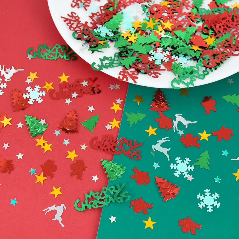 YOUMIKA  -  15g/bag Christmas Sequin Confetti Xmas Tree Snowflake Table Confetti 2024 Christmas Party Decoration for Home 2025 New Year Gift