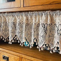 YOUMIKA  -  American country crochet cotton half curtain head rod curtain lintel cupboard curtain coffee curtain kitchen short curtain