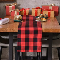 YOUMIKA  -  Christmas Table Runner Scottish Plaids Cotton Table Cover Festival Banquet Table Decor for Party Home Decoration Tablecloth