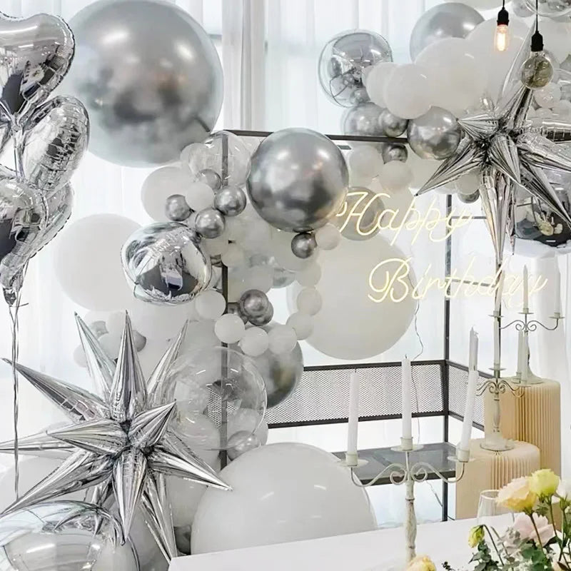 YOUMIKA   -  102pcs Silver White Balloons Garland Arch Kit Party Decoration Balloon For Wedding Baby Show New Year Birthday Party Supplies