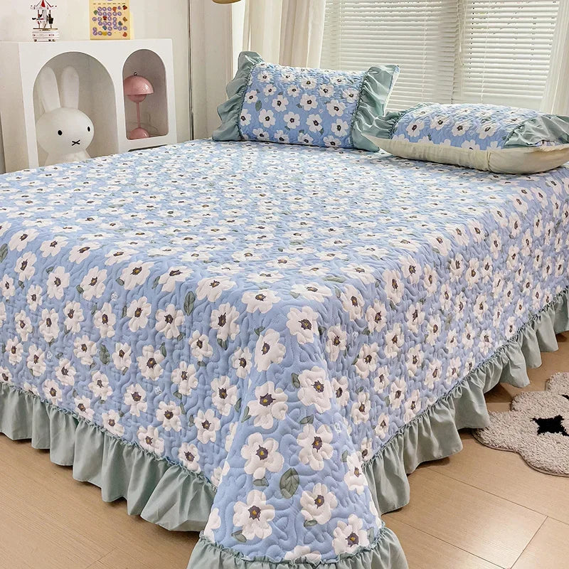 YOUMIKA  -  Quilted Bedspread Ruffles Bed Linen Thickened Bedsheets Printed Bed Cover Home Bedding покрывало (Pillowcase Need Order)