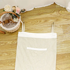 YOUMIKA  -  Over The Door Hanging Laundry Hamper Bag Linen Drawstring Closure with Carry Strap Hooks NOT Included TJ7320