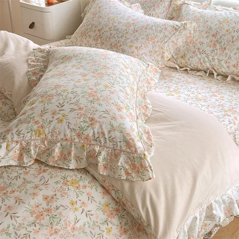 YOUMIKA  -  New Ultra Soft Touch Floral Style Cover 100% Cotton Ruffle Bedding Set   Duvet Cover Single or Douple200x230