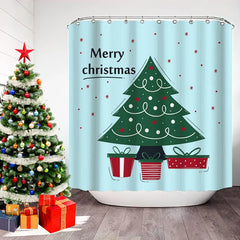 YOUMIKA  -  Merry Christmas Shower Curtains Colorful Xmas Balls Green Pine Branches Happy New Year Decor Fabric Bathroom Curtain Polyester