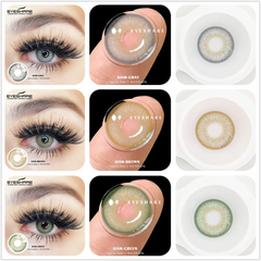 YOUMIKA  -  2pcs Natural Color Contact Lenses for Eyes SIAM Cosmetic Contact Lenses Blue Colored Lens with Contact Case Green Lens