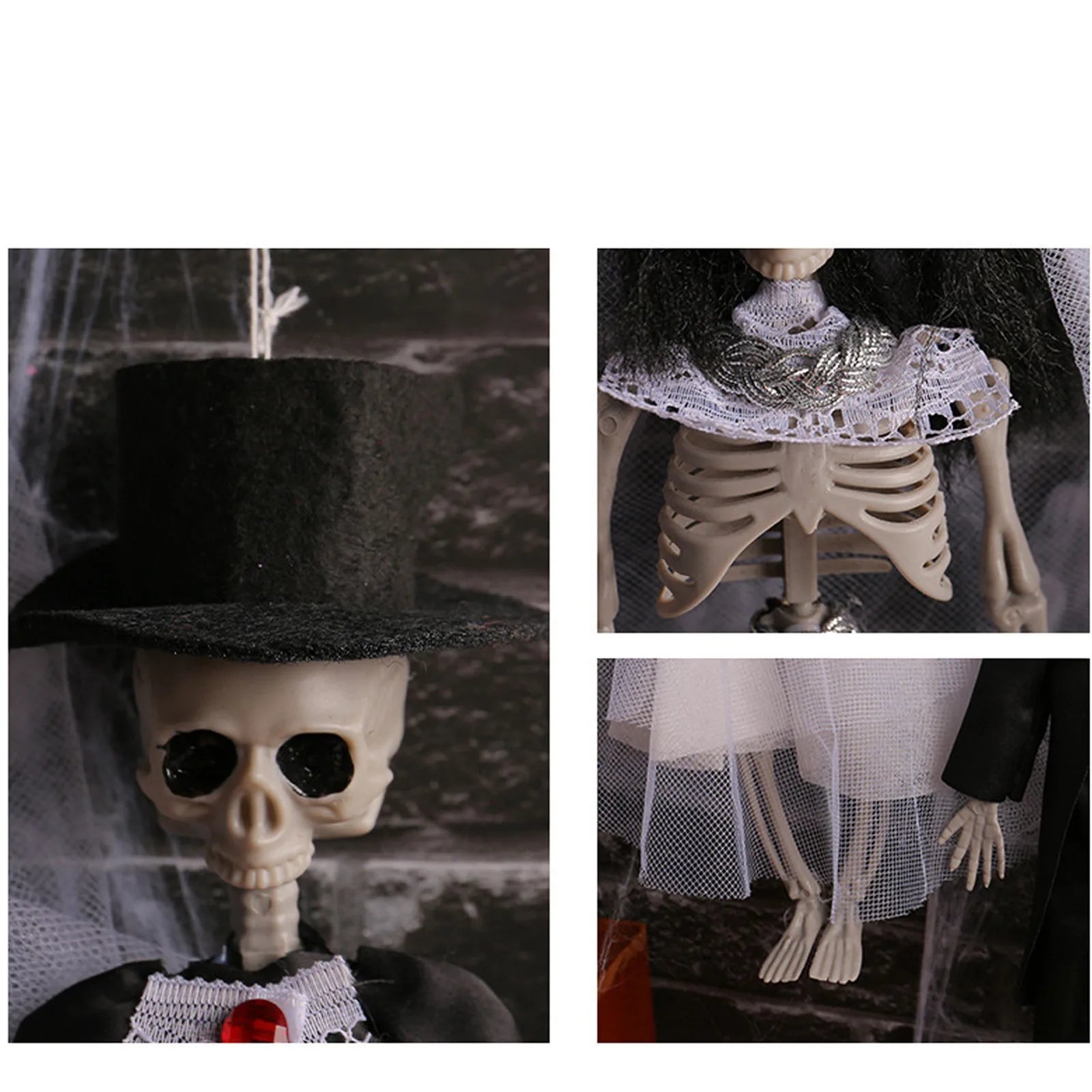 YOUMIKA  -  Halloween Skeleton Hanging Ornaments Bride And Groom Skull Bone Halloween Party Decorations for Home Haunted House Horror Props