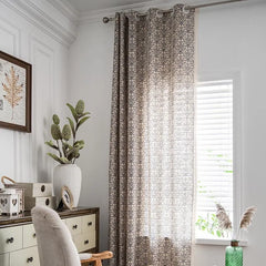 YOUMIKA  -  Cotton Linen Blue And White Porcelain Curtains Rural and Pastoral Style Curtain with Broom Tassels Bedroom and Living Room