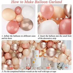 YOUMIKA  -  Blush Balloons Garland Arch Kit Retro Pink Latex Balloons for Garden Tea Girls Baby Shower Birthday Wedding Party Decorations