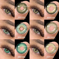 YOUMIKA  -  Fashion Green Contact Lenses 2pcs Colored Contacts Lenses for Eyes Cosmetics Color Lenses Yearly Use Cosmetic Lenses