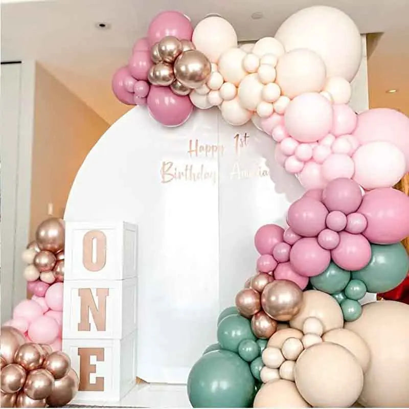 YOUMIKA   -  124PCS Artificial Vines Green Blush Pink Peach Balloons Garland Arch Kit for Boys Girls Baby Shower Birthday Party Decorations